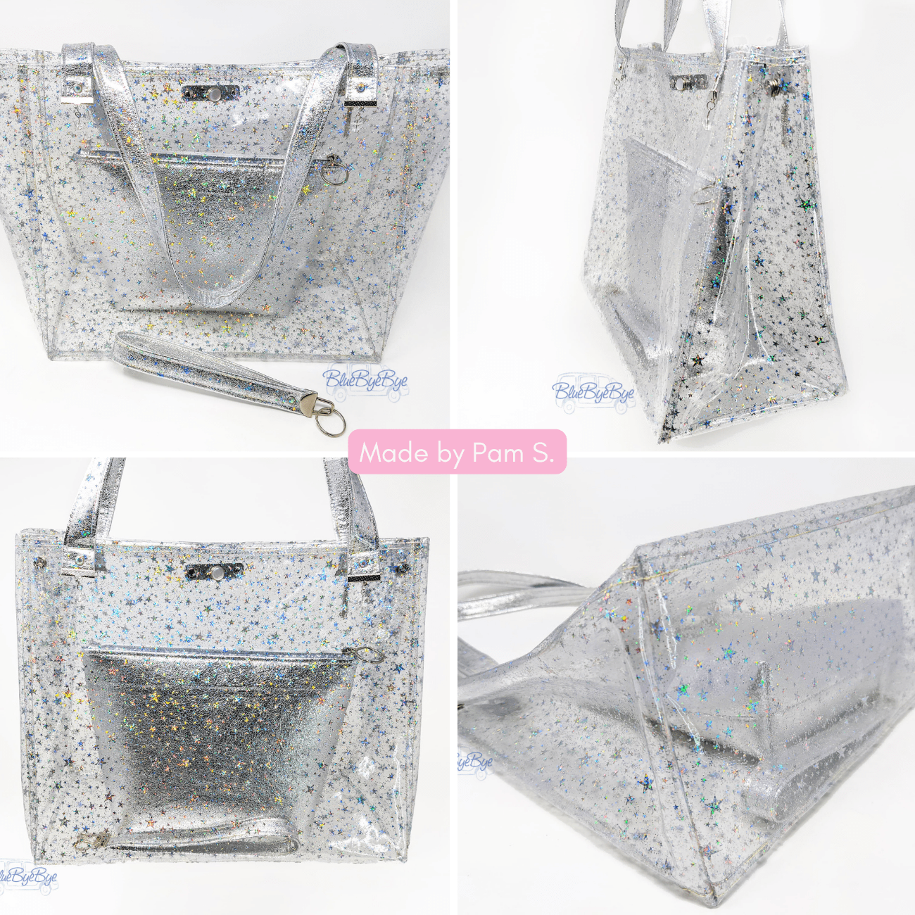 Clear Glitter Stars Vinyl 18" x 56" - Boho Fabrics - Vinyl Fabric