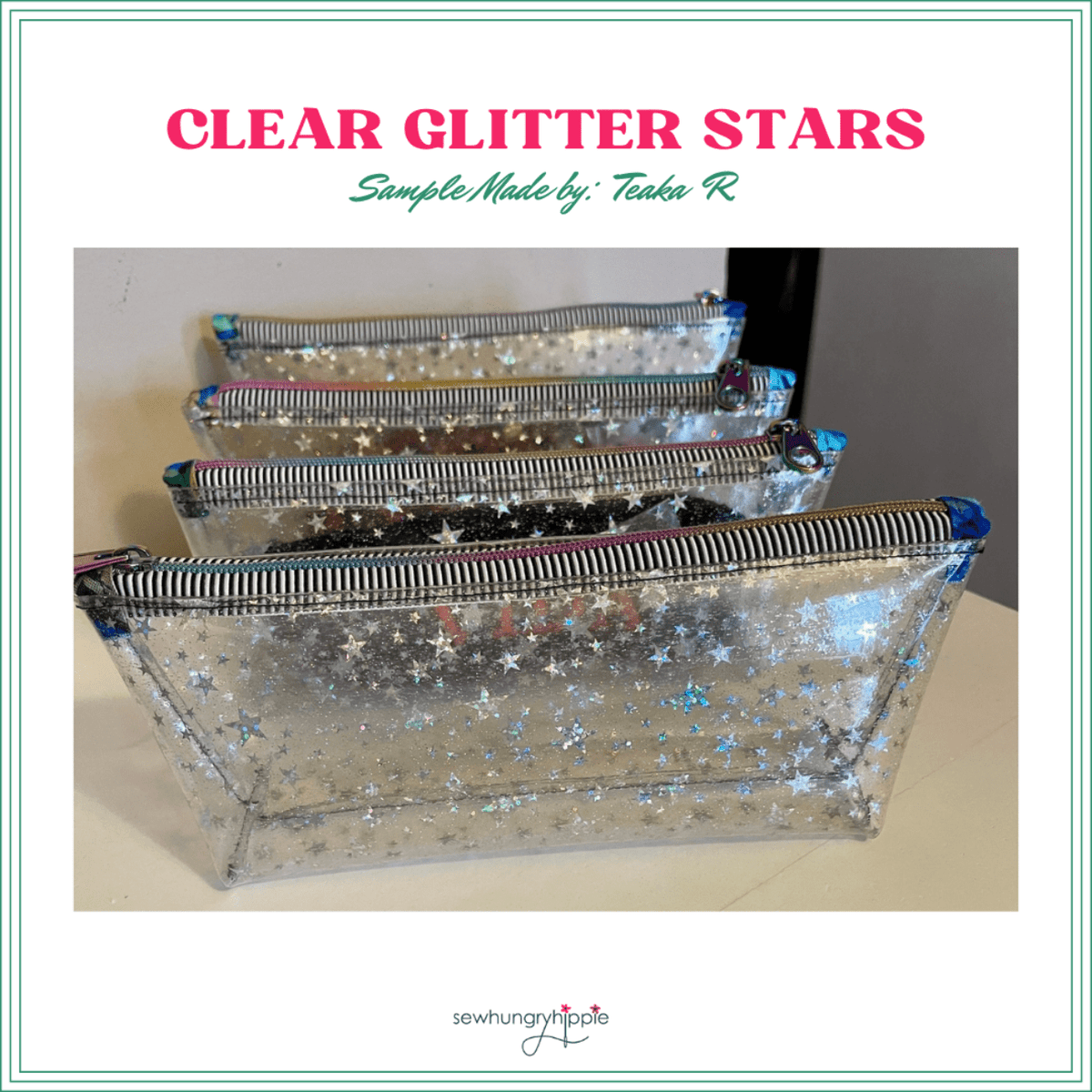 Clear Glitter Stars Vinyl 18" x 56" - Boho Fabrics - Vinyl Fabric