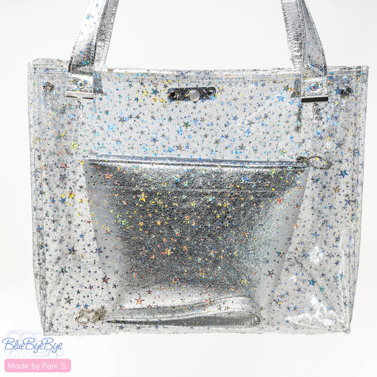 Clear Glitter Stars Vinyl 18" x 56" - Boho Fabrics - Vinyl Fabric
