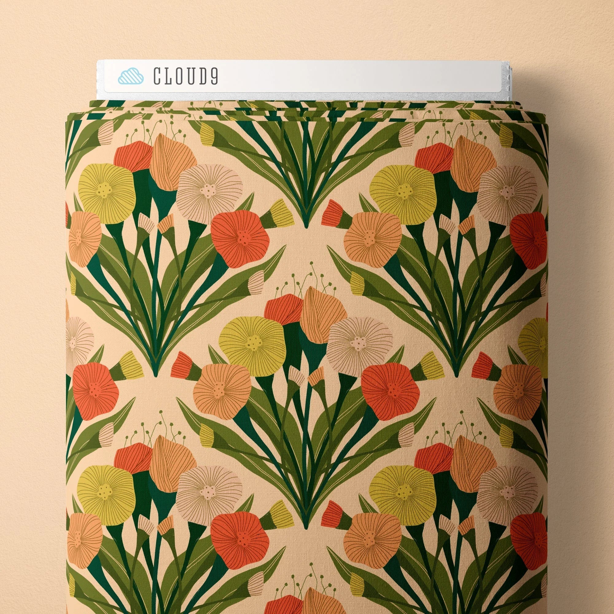 Cloud 9 Organic Quilting Cotton Fabric – Poppy Fields Bouquet Ivory (227739) - Boho Fabrics - Quilting Cotton, Woven