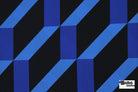 Cobalt Blue & Black, Geometric Canvas Woven Fabric - Boho Fabrics - Canvas Fabric