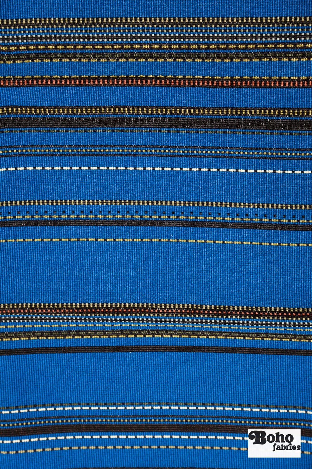 Cobalt Blue/Black Multi-Stripe Upholstery Woven Fabric - Boho Fabrics - Home Dec. & Upholstery Fabric