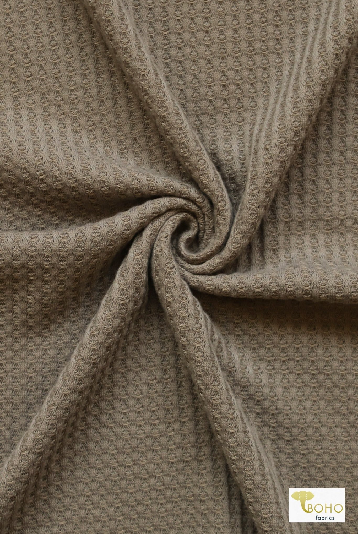 Cocoa Beige, Waffle Knit Fabric - Boho Fabrics