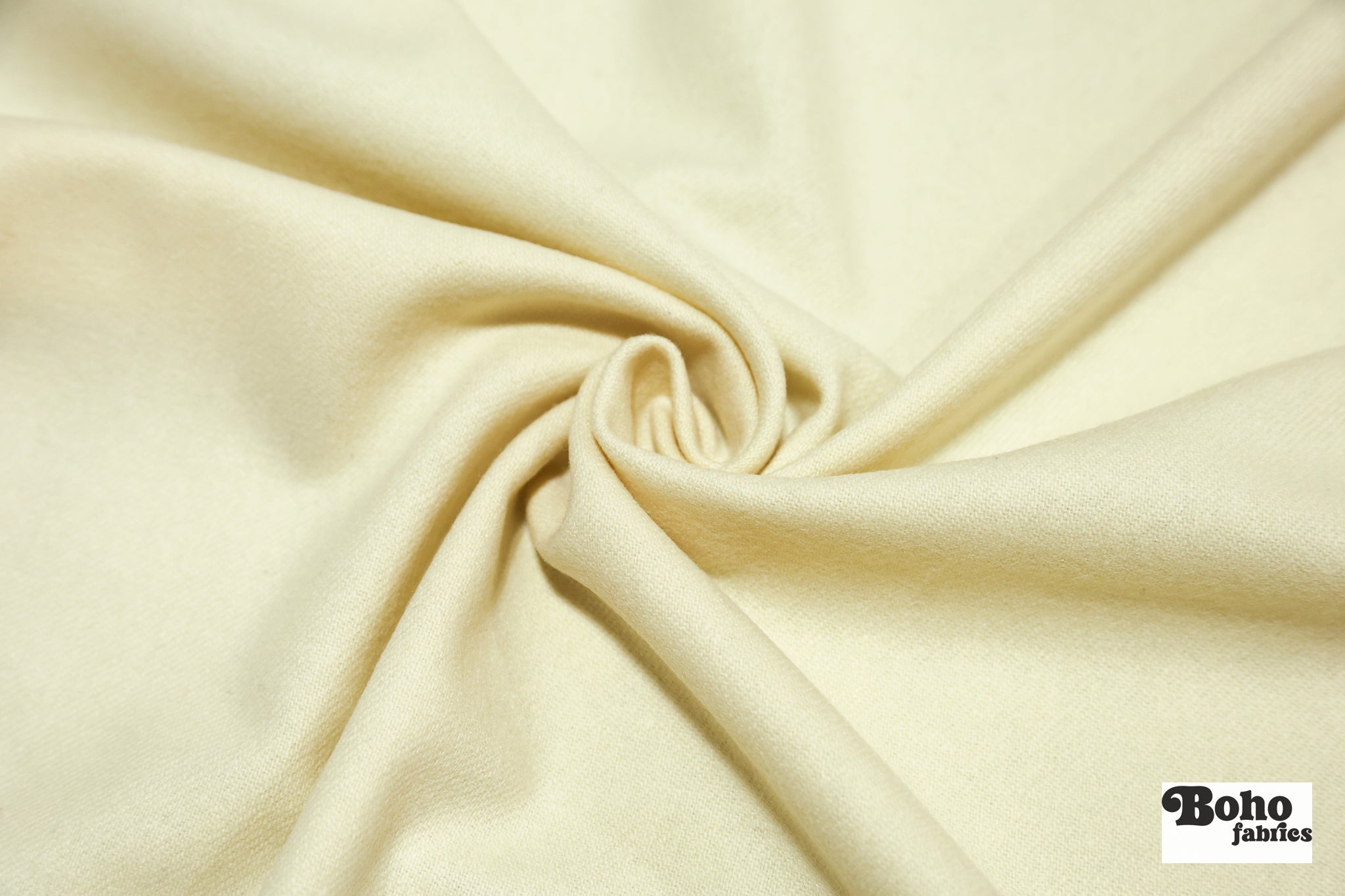 Coconut Cream, Italian Melton Wool Coating Fabric - Boho Fabrics - Wool Coating, Woven