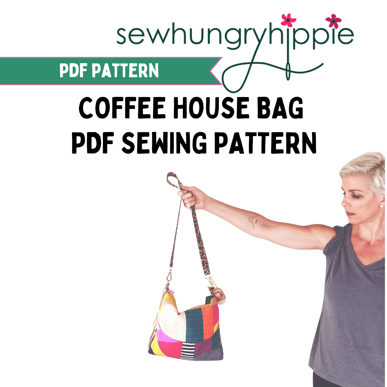 Coffee House Bag printed sewing pattern - Boho Fabrics - Sewing Patterns
