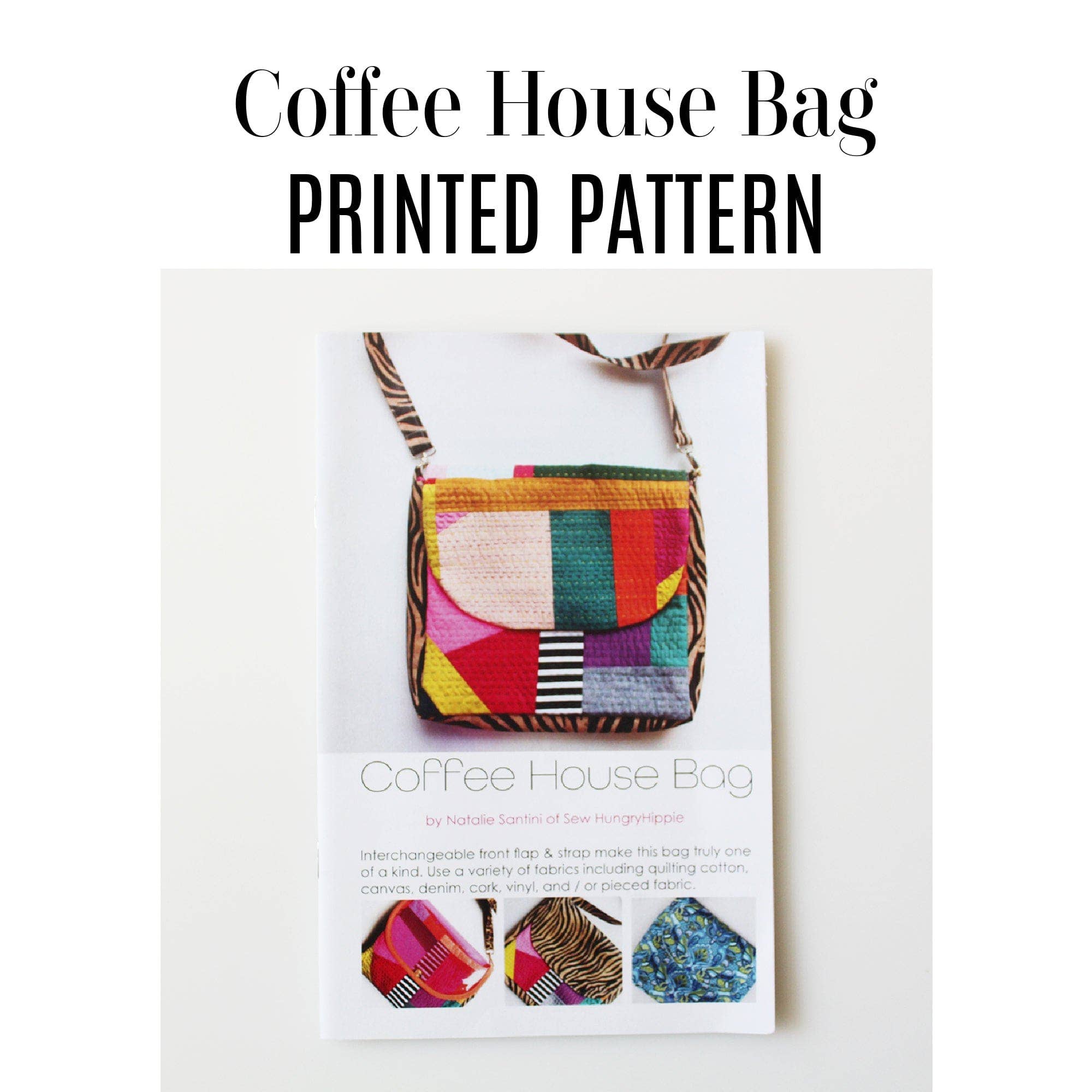 Coffee House Bag printed sewing pattern - Boho Fabrics - Sewing Patterns