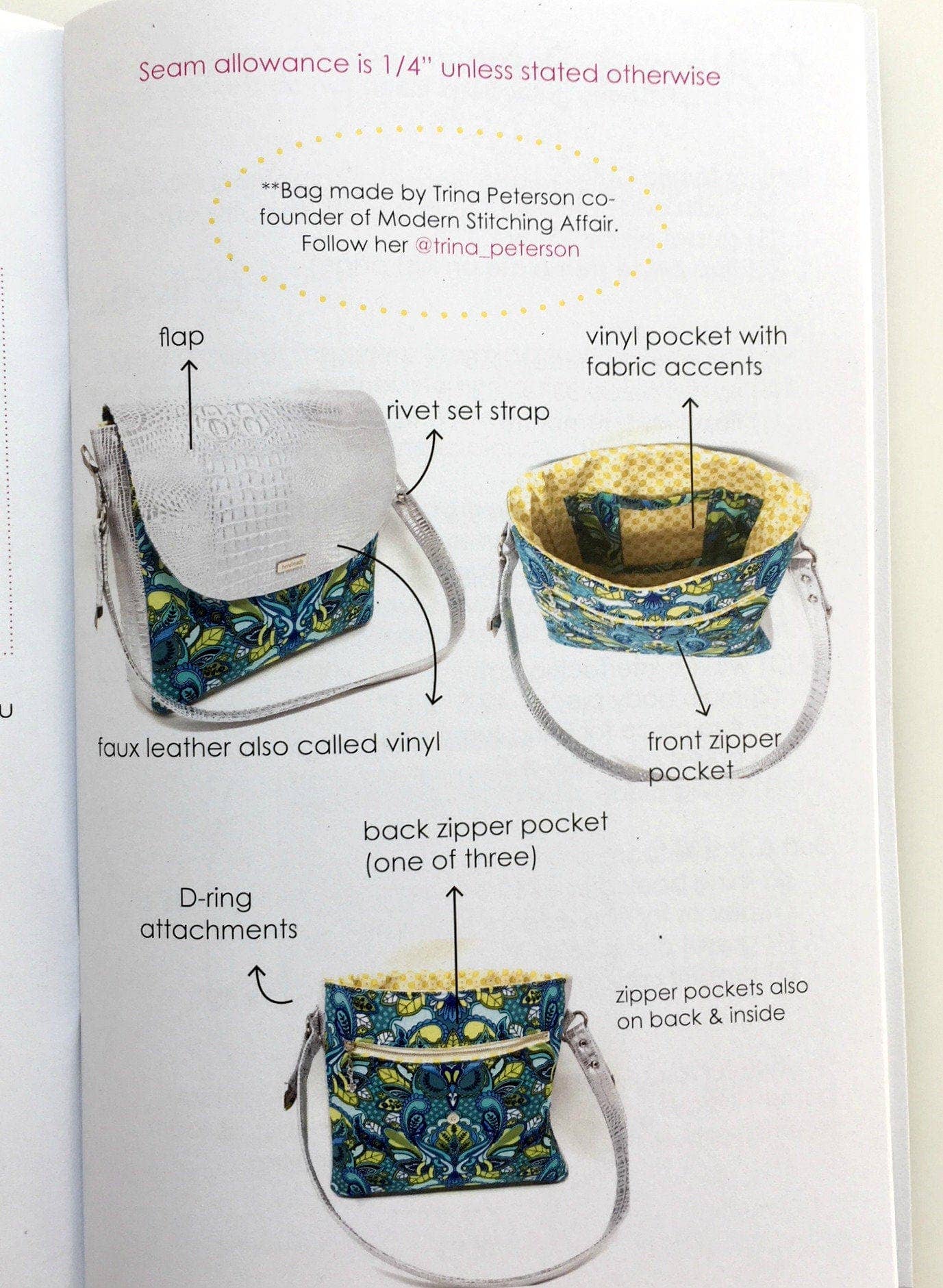 Coffee House Bag printed sewing pattern - Boho Fabrics - Sewing Patterns