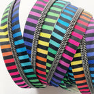 Color Stripes Zipper Tape 5 Nylon Rainbow - 3 Yards - Boho Fabrics - Zippers