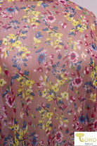 Colorful Floral Bouquet on Mauve. Power Mesh. SM-102. - Boho Fabrics