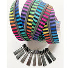 Colorful Stripe Continuous Zipper Tape with Gunmetal Teeth - Boho Fabrics - Zippers