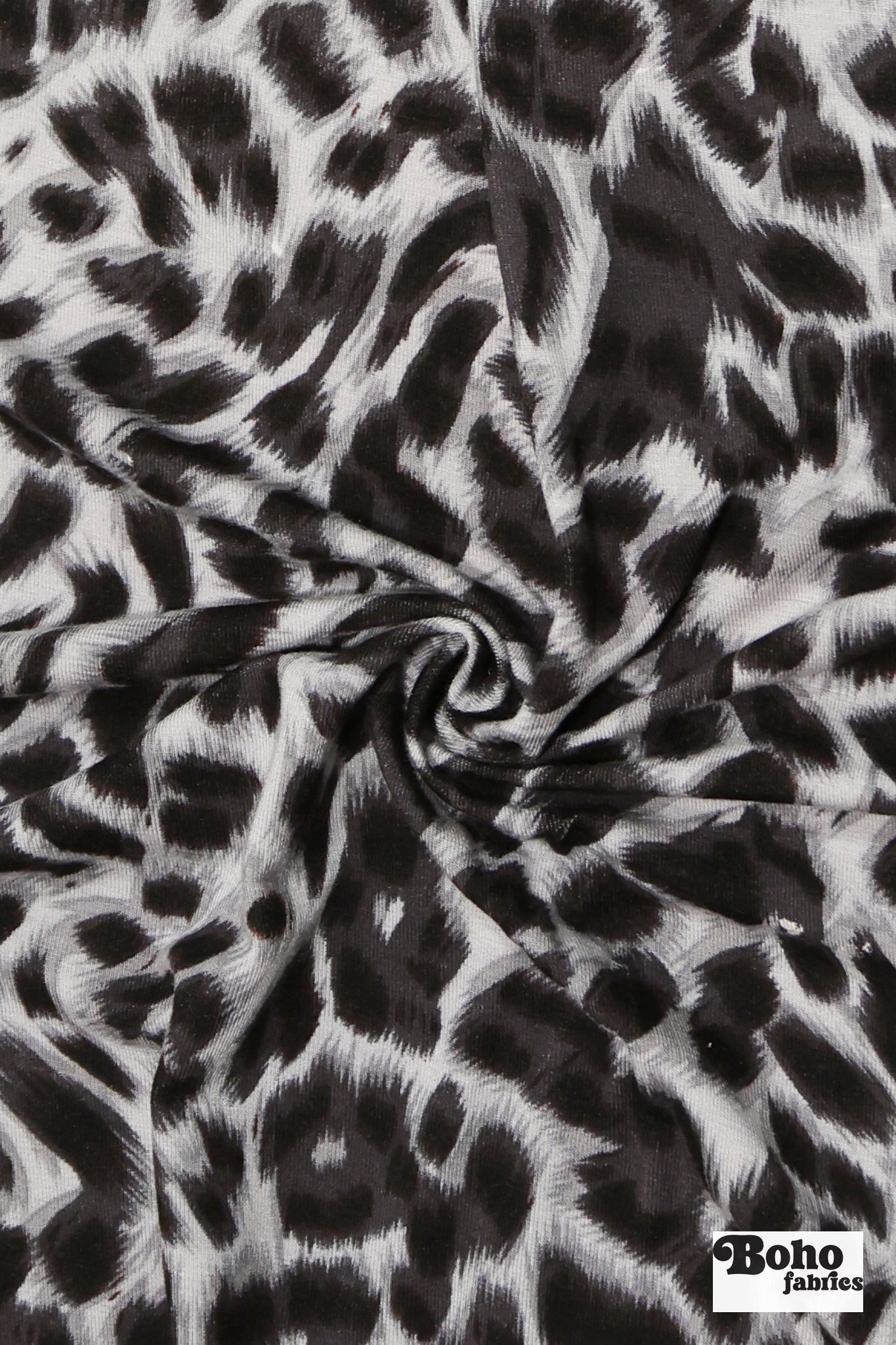 Cool Gray Cheetah Print, Rayon Spandex Jersey Knit Fabric - Boho Fabrics - Rayon Jersey Solid, Knit Fabric