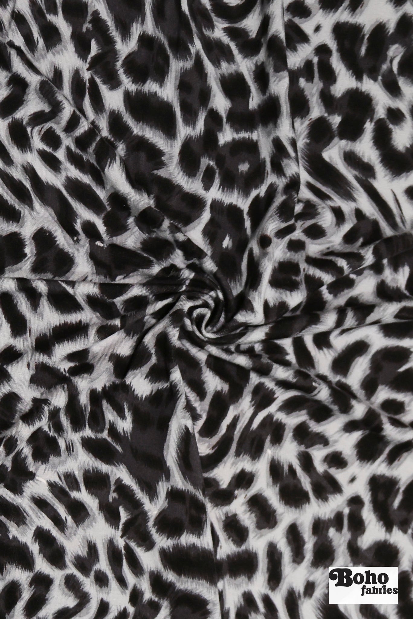 Cool Gray Cheetah Print, Rayon Spandex Jersey Knit Fabric - Boho Fabrics - Rayon Jersey Solid, Knit Fabric