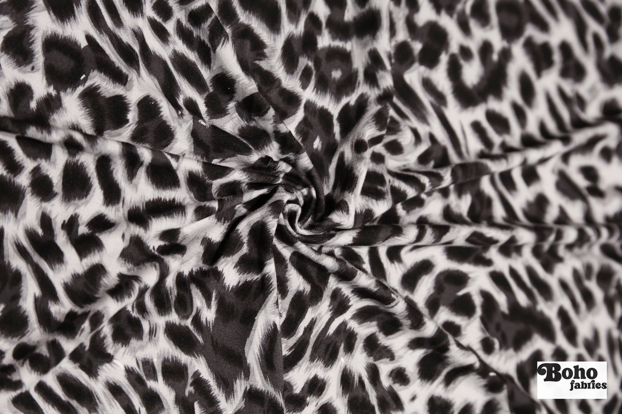 Cool Gray Cheetah Print, Rayon Spandex Jersey Knit Fabric - Boho Fabrics - Rayon Jersey Solid, Knit Fabric