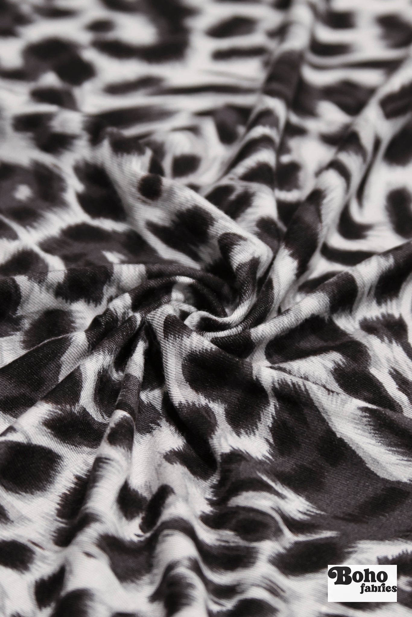Cool Gray Cheetah Print, Rayon Spandex Jersey Knit Fabric - Boho Fabrics - Rayon Jersey Solid, Knit Fabric