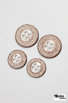 Copper Grid 4-Hole Metal Button. 24L (15mm / 5/8"), 28L (18mm / 11/16") - Boho Fabrics - Buttons & Snaps