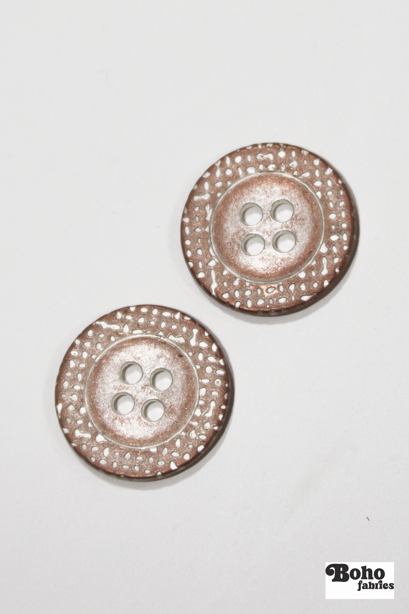 Copper Grid 4-Hole Metal Button. 24L (15mm / 5/8"), 28L (18mm / 11/16") - Boho Fabrics - Buttons & Snaps