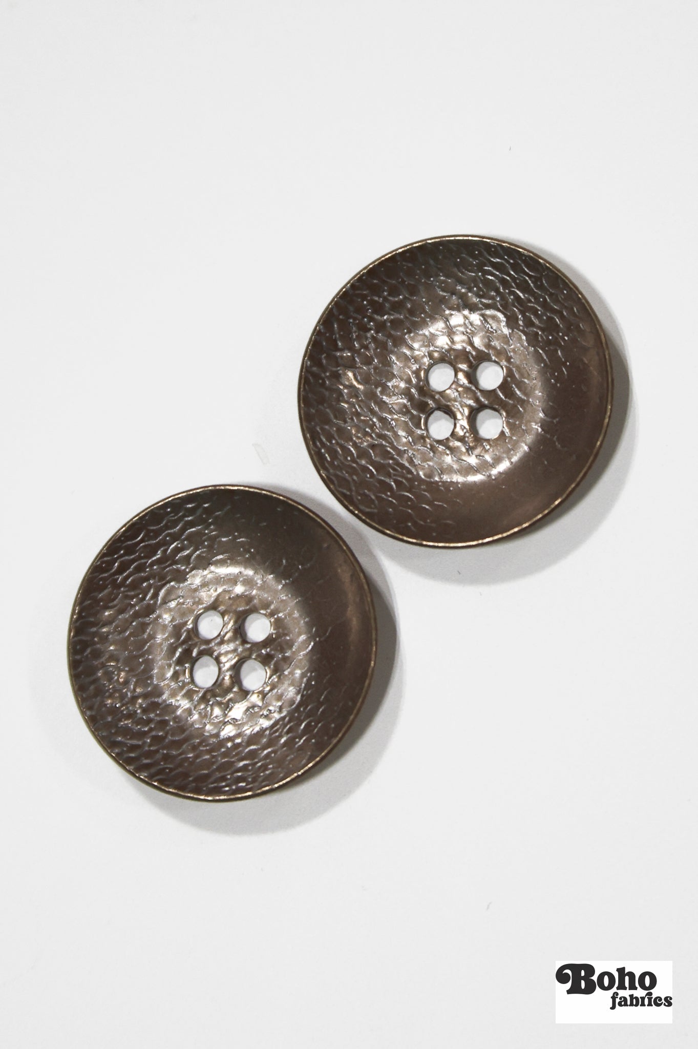Copper Saucer 4-Hole Metal Button. 24L (15mm / 5/8"), 28L (18mm / 11/16"), 30L (19mm, 3/4") , 40L (25mm / 1") - Boho Fabrics - Buttons & Snaps