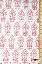 Coral, Abstract Botanical Linen-Look Woven Fabric - Boho Fabrics - Home Dec. & Upholstery Fabric