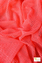 Coral, Fish Net, Stretch Mesh Fabric - Boho Fabrics - Stretch Mesh