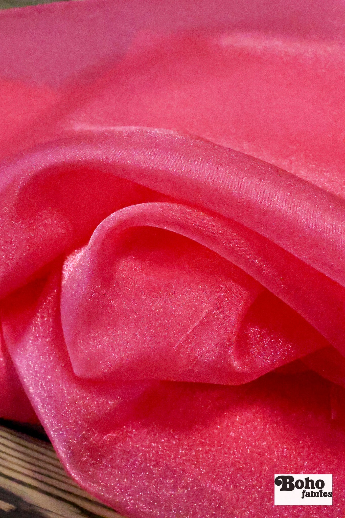 Coral Flamingo, Organza Shimmer, Woven Fabric - Boho Fabrics - Organza, Woven Fabric
