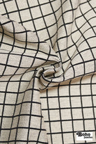 Cream & Black Grid Upholstery Woven Fabric - Boho Fabrics - Home Dec. & Upholstery Fabric