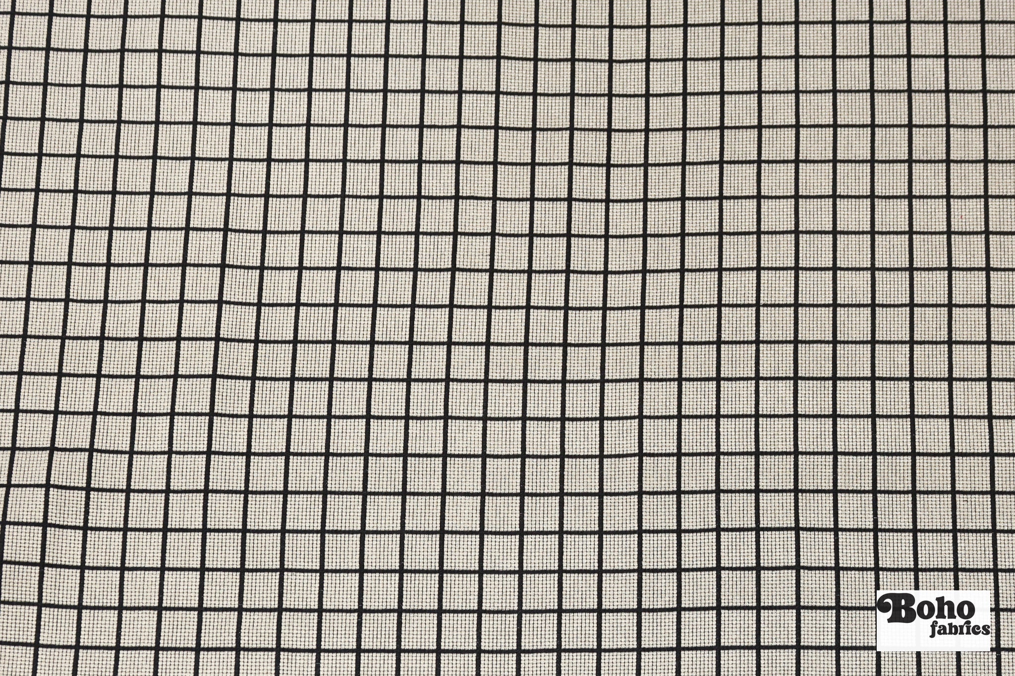 Cream & Black Grid Upholstery Woven Fabric - Boho Fabrics - Home Dec. & Upholstery Fabric