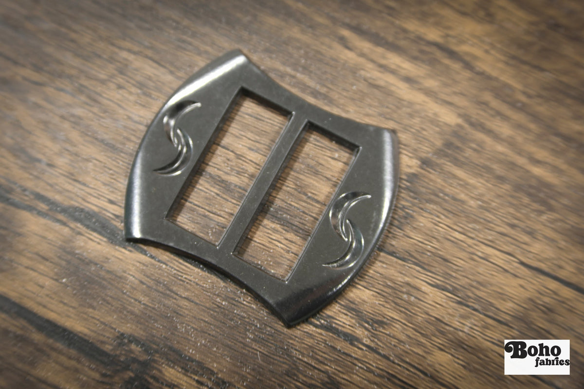Crescent Moon – 1930s Art Deco Casein Belt & Scarf Slide Buckle | Black - Boho Fabrics - Buckles & Slides