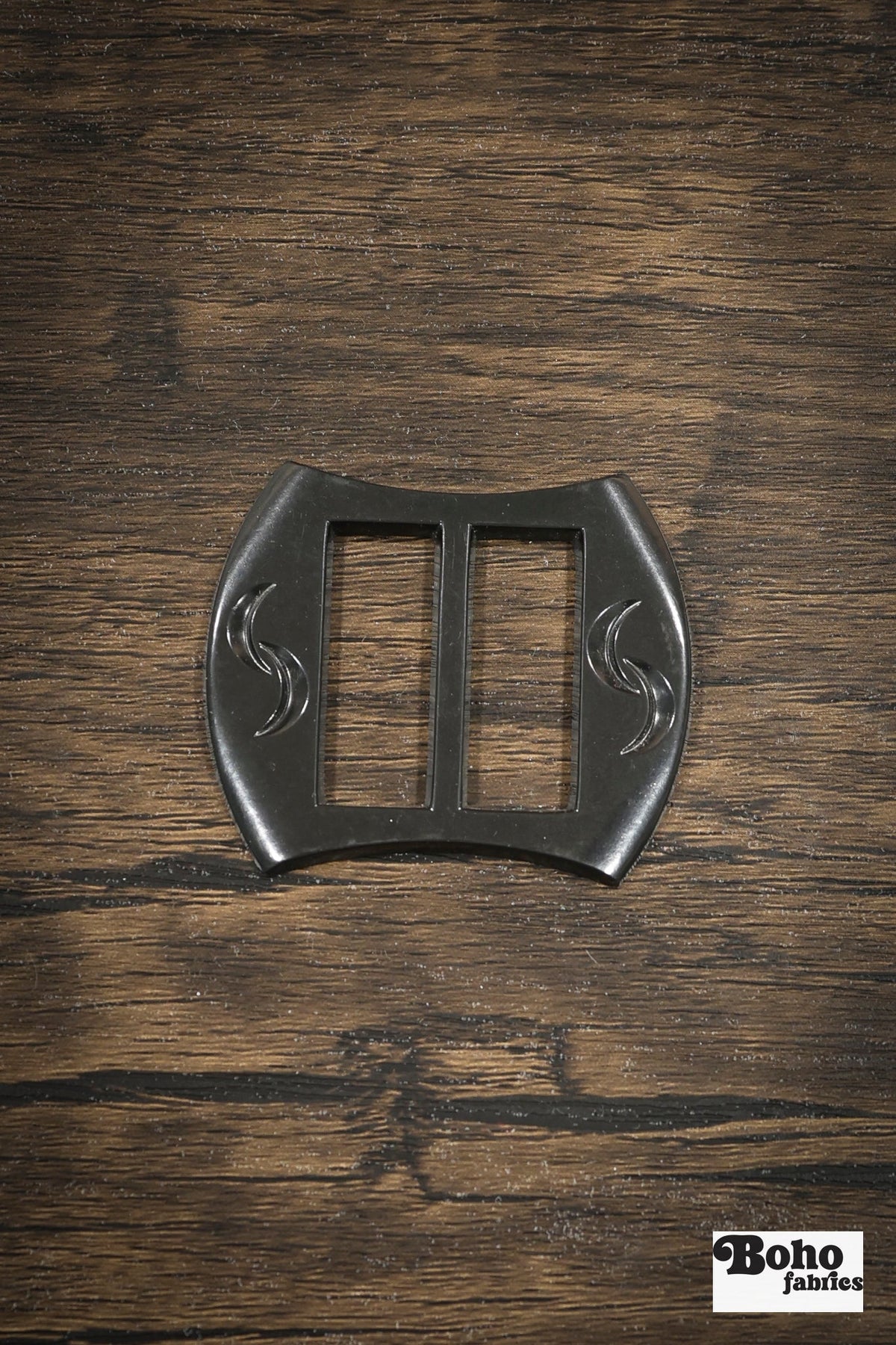 Crescent Moon – 1930s Art Deco Casein Belt & Scarf Slide Buckle | Black - Boho Fabrics - Buckles & Slides