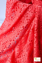 Cresendo in Coral, Stretch Lace Fabric - Boho Fabrics - Stretch Lace Fabric