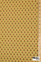 Crimson & Gold Ogee Tulips Jacquard Woven Fabric - Boho Fabrics - Jacquard, Woven