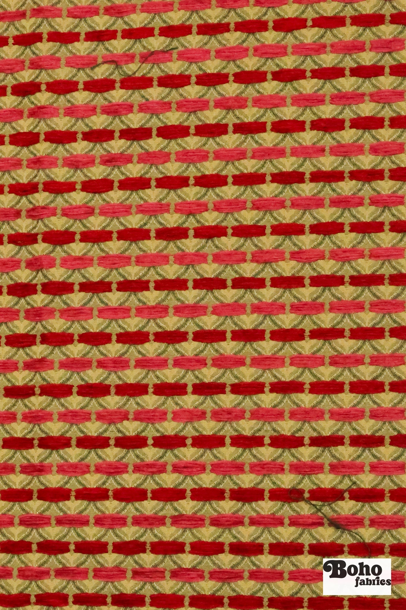 Crimson & Gold Ogee Tulips Jacquard Woven Fabric - Boho Fabrics - Jacquard, Woven