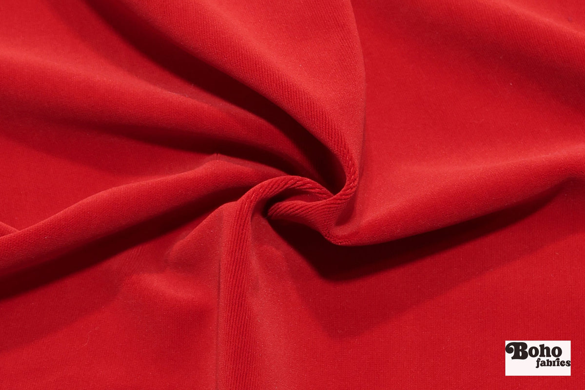 Crimson Red, Velveteen Woven Fabric - Boho Fabrics - Home Dec. & Upholstery Fabric