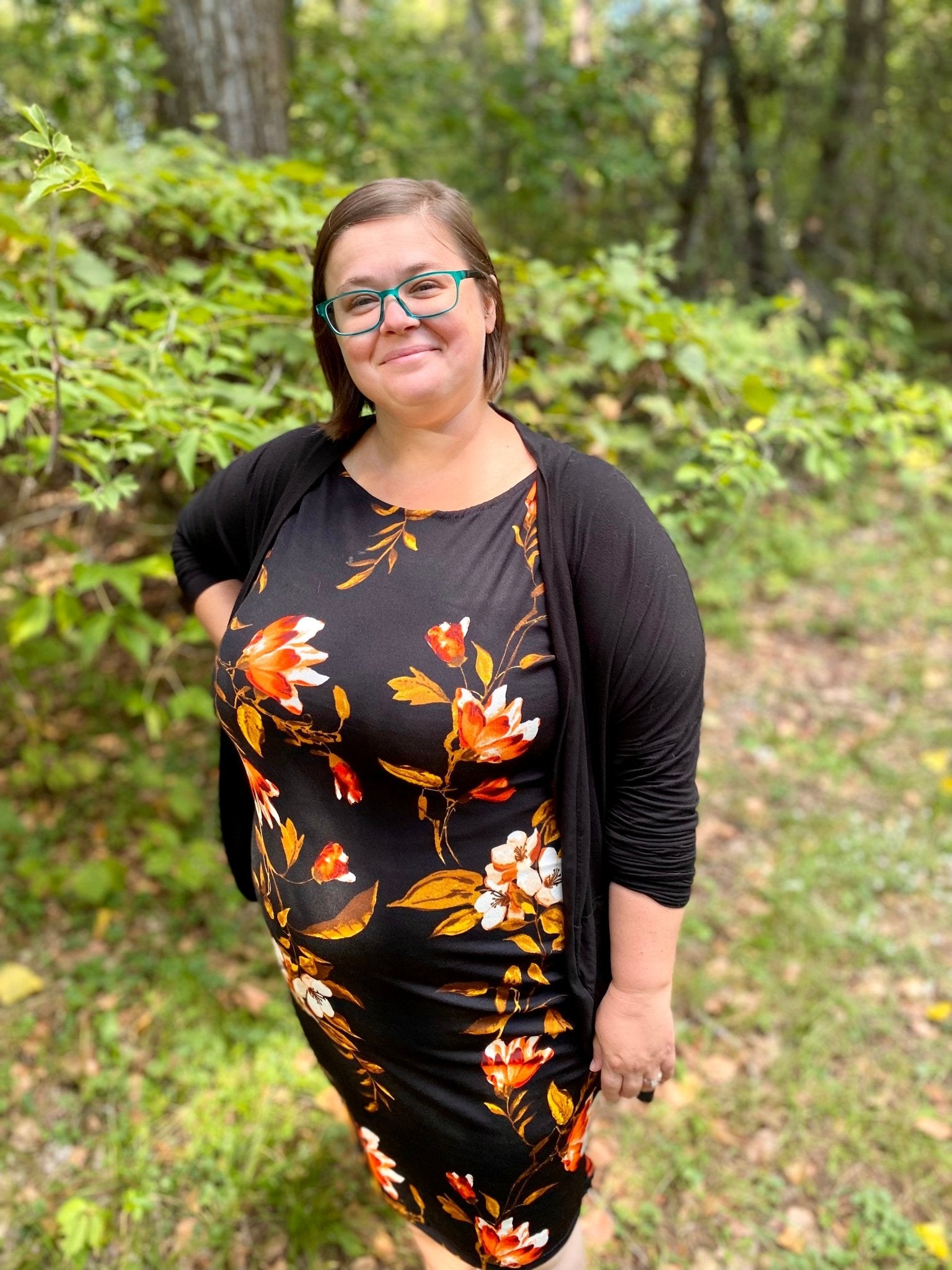 Crocus & Magnolias on Black, Scuba Crepe Knit. SCU-119-BLK - Boho Fabrics