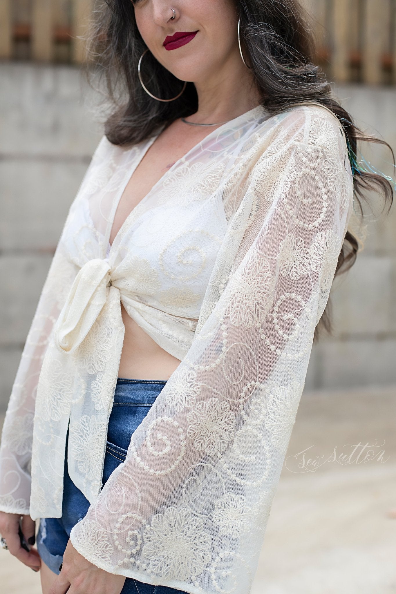 Dahlia Swirls, Ivory Embroidered Mesh. Special Occasion Fabric. - Boho Fabrics - Special Occasion Fabric