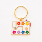 Daisy Sewing Machine Enamel Keychain - Bag Charm - Boho Fabrics - Accessories