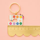 Daisy Sewing Machine Enamel Keychain - Bag Charm - Boho Fabrics - Accessories