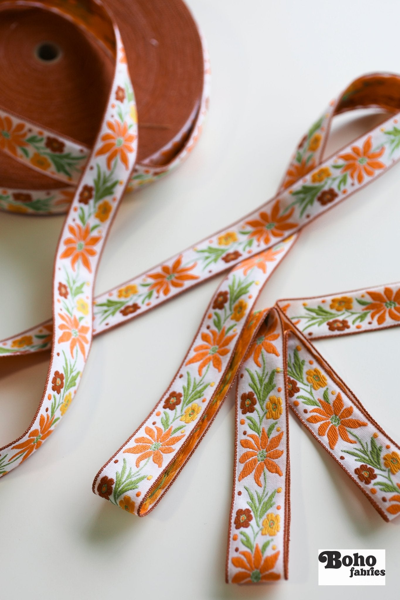 Dancing Meadow in Harvest. Vintage Jacquard Woven Trim, 1.375" TRIM - 068 - Boho Fabrics - Trims