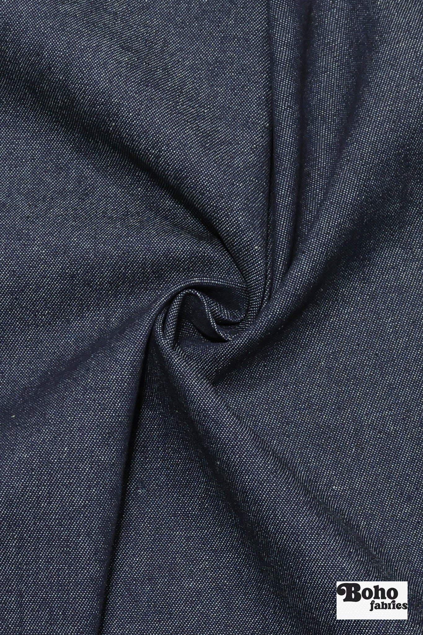 Dark Blue Cotton Denim Woven Fabric - Boho Fabrics - Twill, Woven