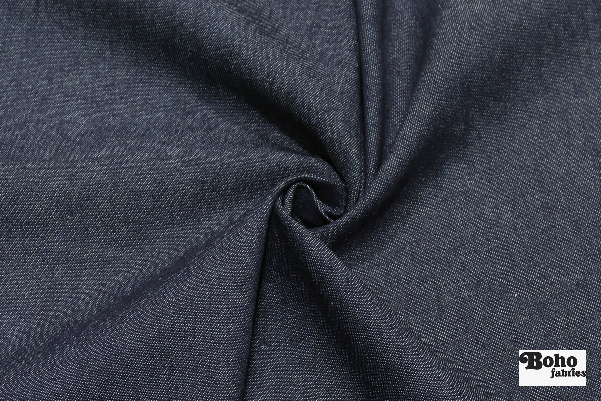 Dark Blue Cotton Denim Woven Fabric - Boho Fabrics - Twill, Woven