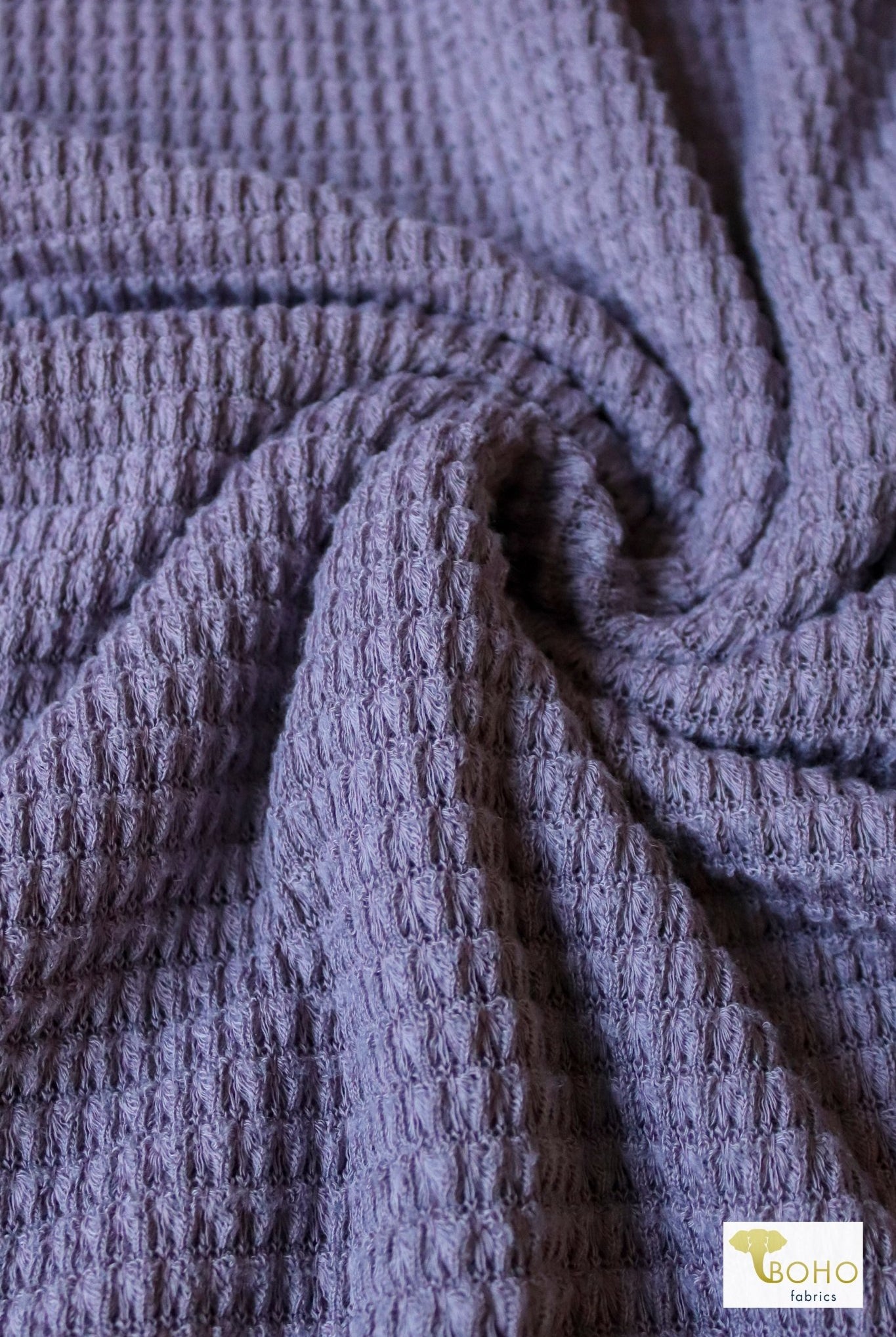 Dark Lavender, Chunky Waffle Knit Fabric - Boho Fabrics