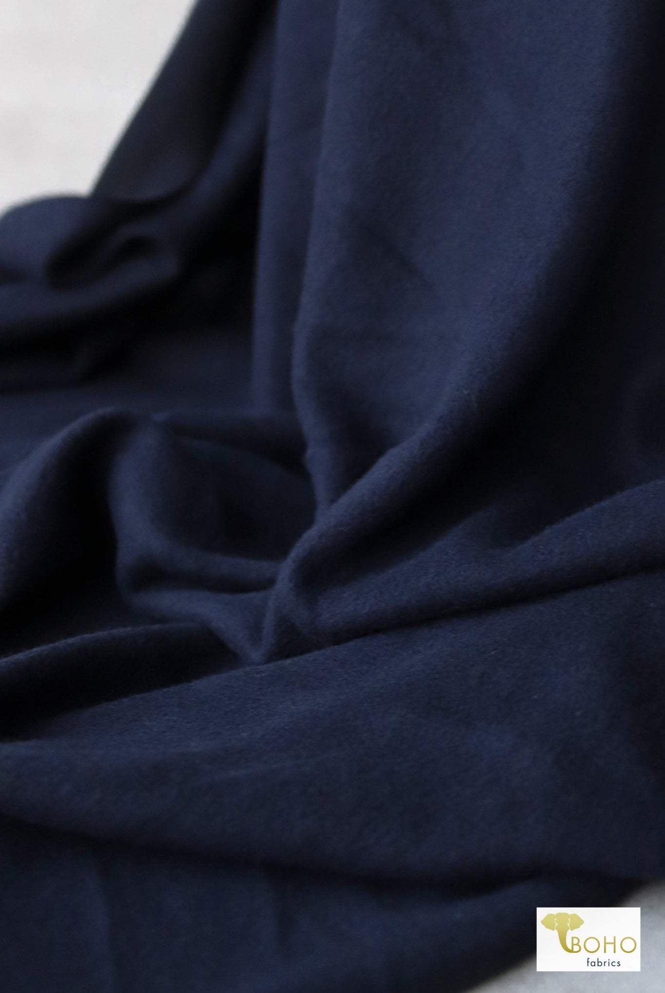 Dark Navy, Brushed Hacci Sweater Knit - Boho Fabrics