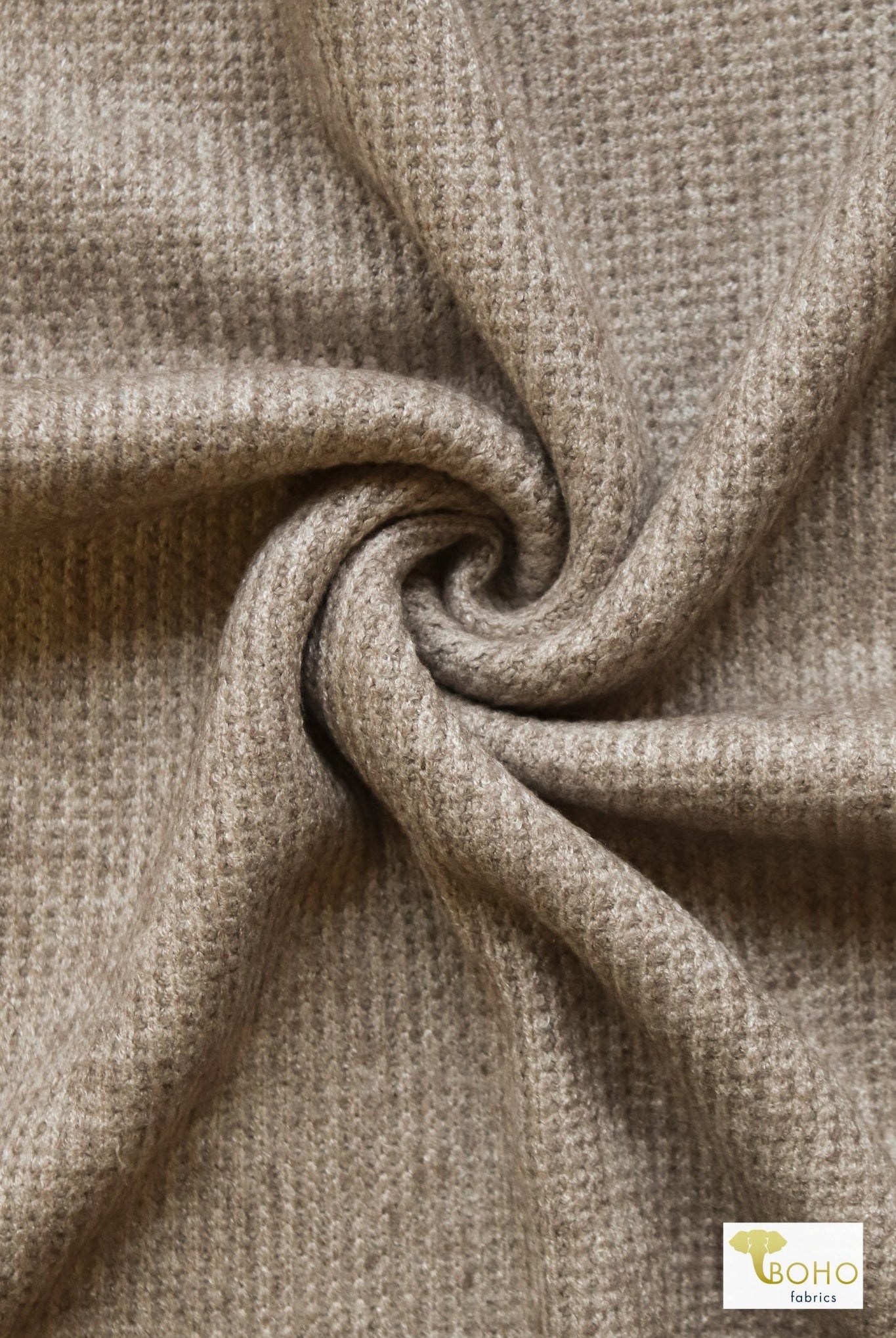 Dark Oatmeal Cable Rib, Luxe Sweater Knit Fabric - Boho Fabrics