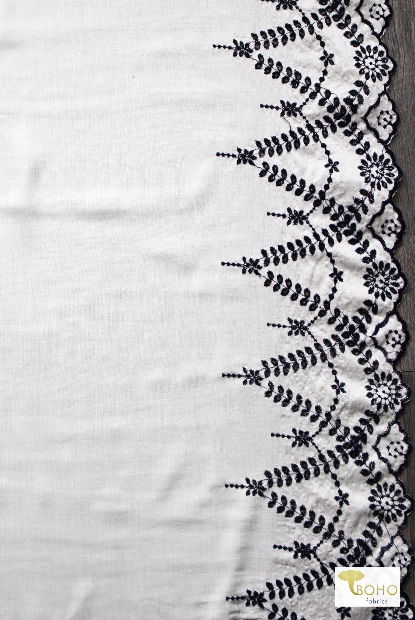 Daylight Beauty. Double Border Ivory Embroidered Eyelet, Rayon Challis Woven Fabric - Boho Fabrics