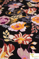 DBP: Cheerful Poppies on Black. Double Brushed Poly Knit Fabric. BP-113-BLK - Boho Fabrics