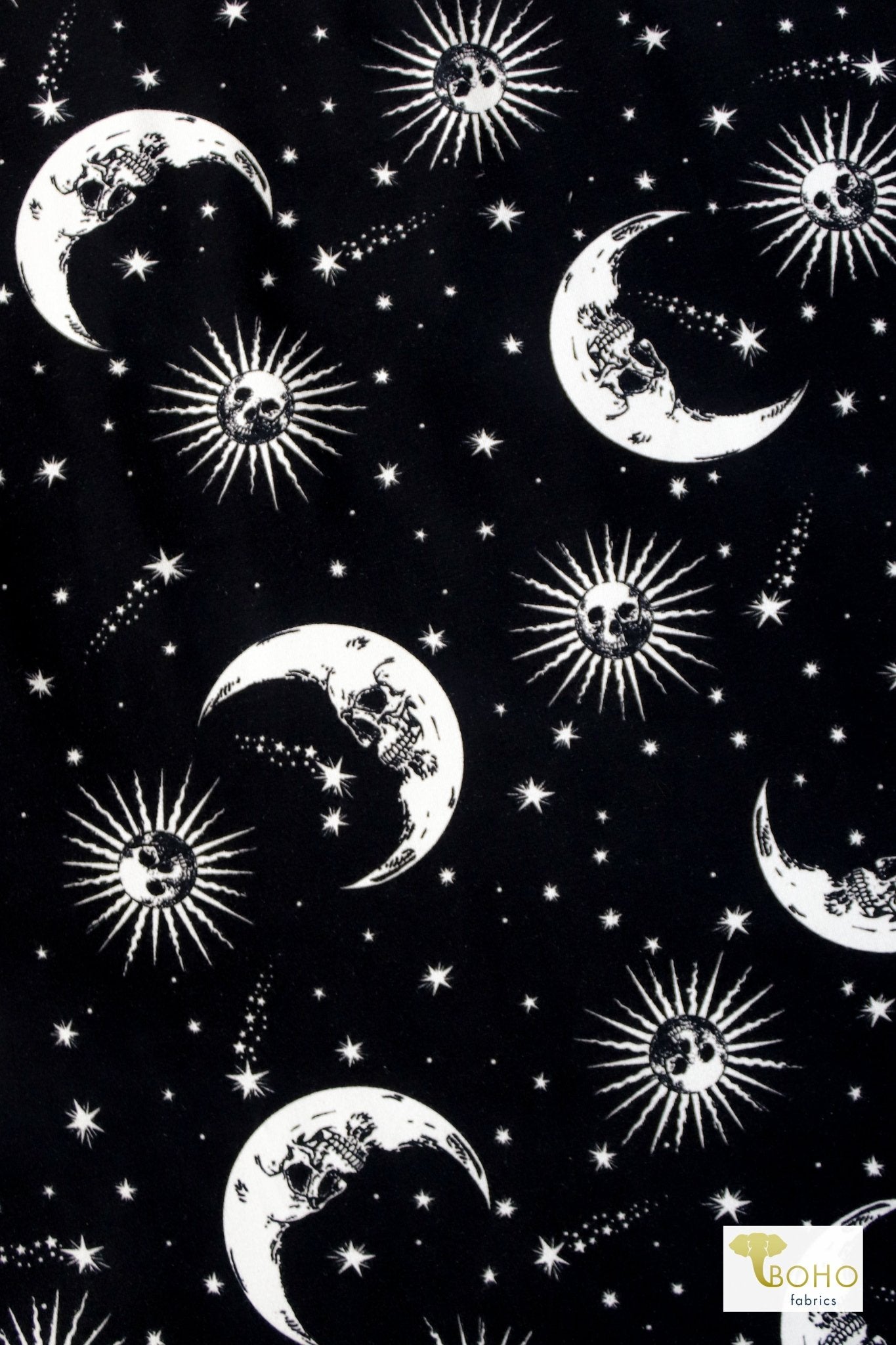 Dead of Night, Cotton Spandex Print. - Boho Fabrics