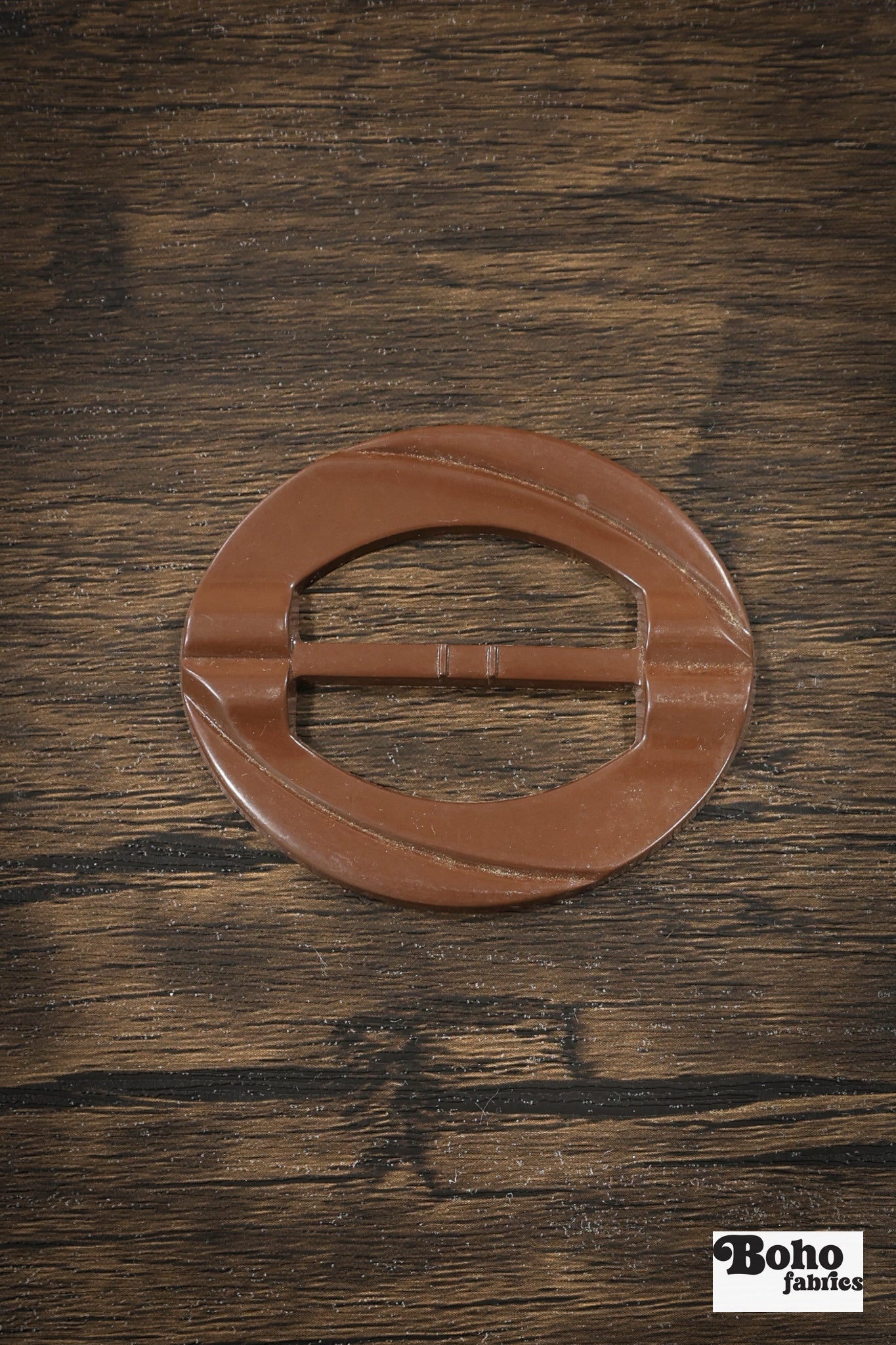 Deco Darling – 1930s Art Deco Casein Belt & Scarf Slide Buckle | Brown - Boho Fabrics - Buckles & Slides