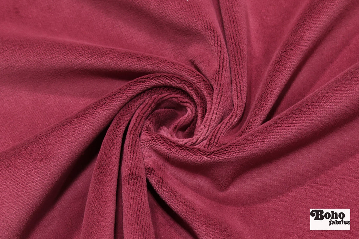 Deep Raspberry, Velveteen Woven Fabric - Boho Fabrics - Home Dec. & Upholstery Fabric