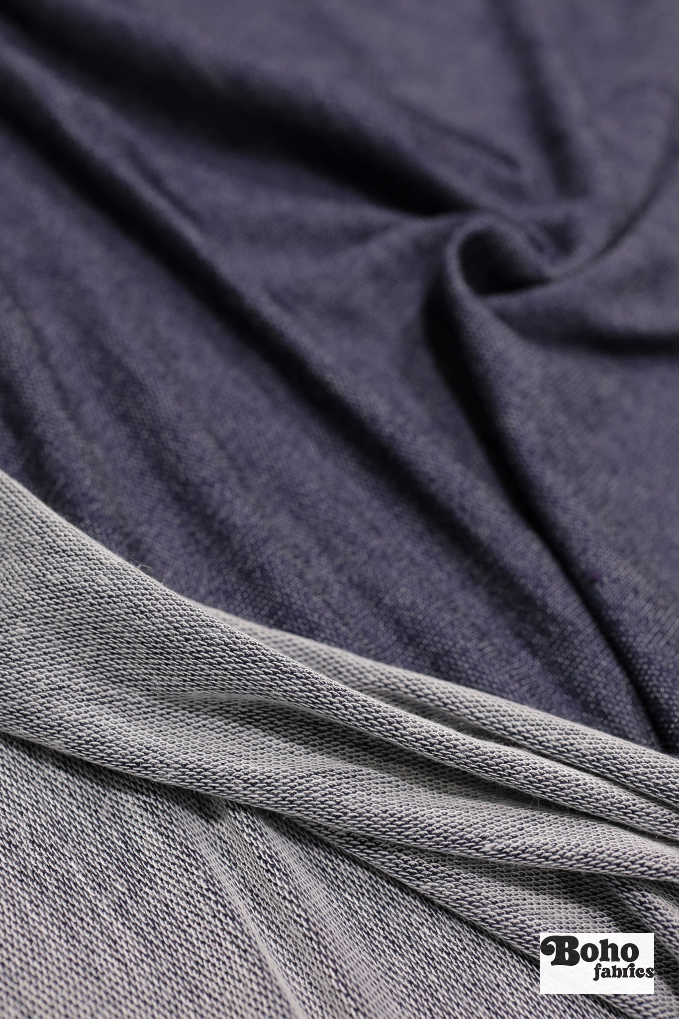 Denim Style French Terry Knit Fabric - Boho Fabrics - French Terry Solid Knit
