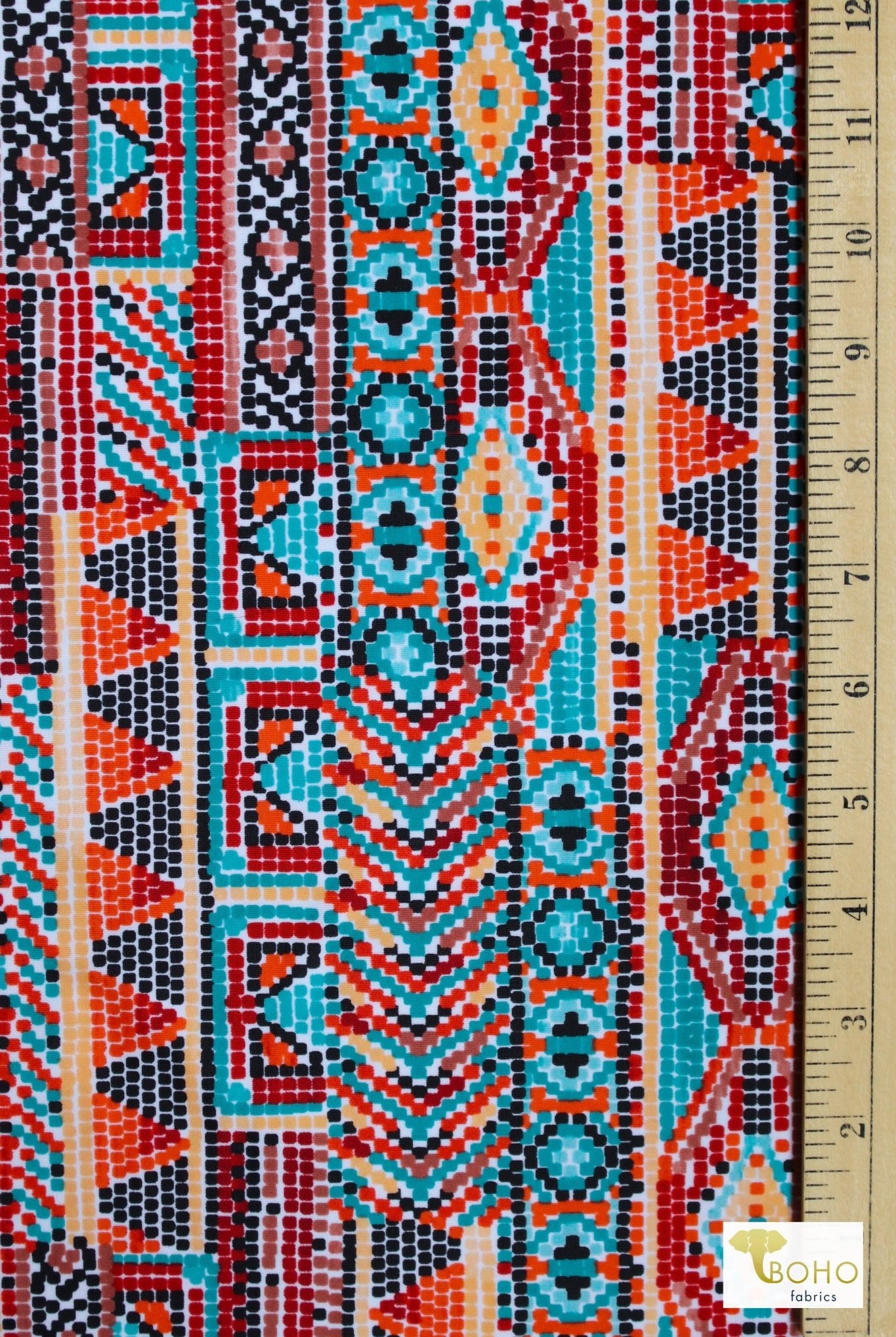 Desert Mosaic, Swim/Athletic Knit Fabric - Boho Fabrics - Swim Knit, Printed Fabric