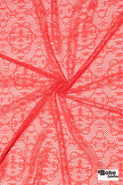 Desert Relic in Coral, Stretch Lace Fabric - Boho Fabrics - Stretch Lace Fabric